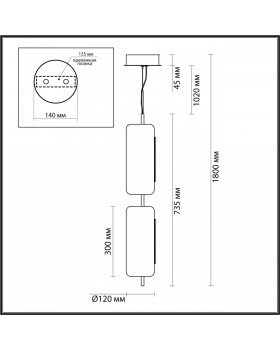 5003/20L L-VISION ODL23 283 черный матовый/прозрачный/стекло Подвес LED 20W 3000K KAVIA-foto2