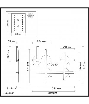 4231/36WL HIGHTECH ODL21 103 золотист/металл Настенный светильник IP20 LED 36W 2600Лм 4000К RUDY-foto2