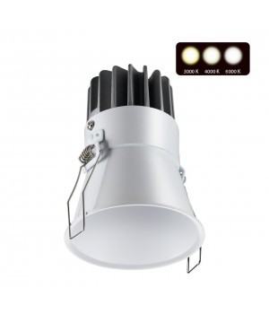 358908 SPOT NT22 228 белый Встраиваемый светодиодный светильник с переключателем цветовой температуры IP20 LED 3000К\4000К\6000К 12W 220V LANG